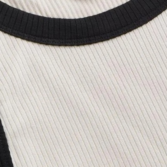 Contrast Crop Tank Top Cream XS NEW - Picture 4 of 5